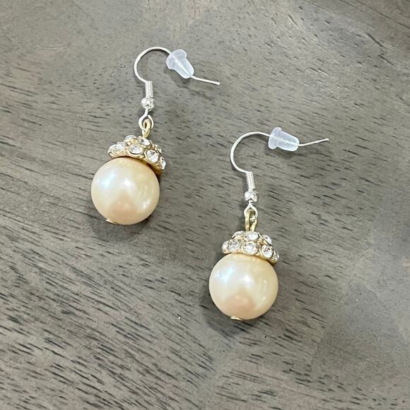 Upcycled J. Crew Crystal Pearl Drop Earrings - Picture 5 of 5